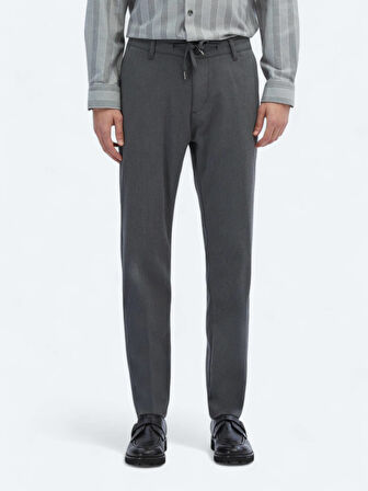 Gri Desenli Dokuma Jogging Fit Casual Pantolon
