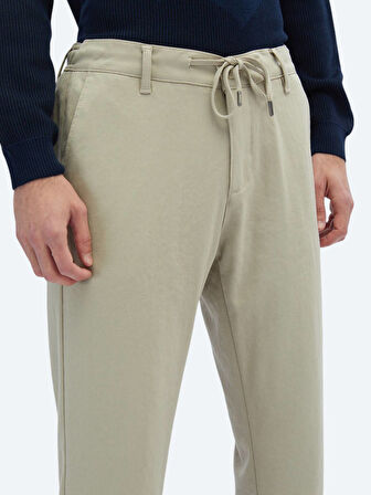 Bej Desenli Dokuma Jogging Fit Casual Pantolon