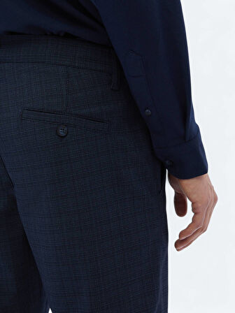 Lacivert Desenli Dokuma Jogging Fit Casual Pantolon