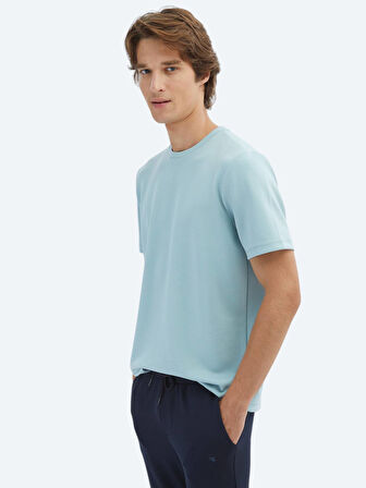 Mint Düz Bisiklet Yaka T-Shirt
