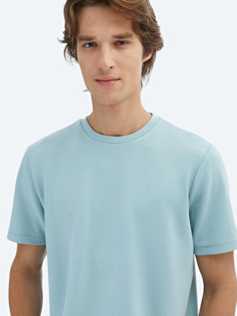 Mint Düz Bisiklet Yaka T-Shirt