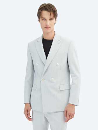 Açık Gri Düz Modern Fit Takım Elbise