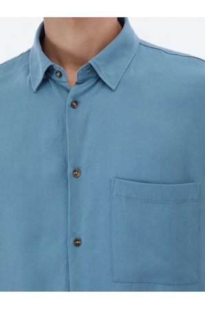 Koyu Mint Fitilli Oversize Fit Dokuma Casual Gömlek