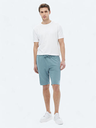 Beyaz Bisiklet Yaka Pamuk Karışımlı T-Shirt