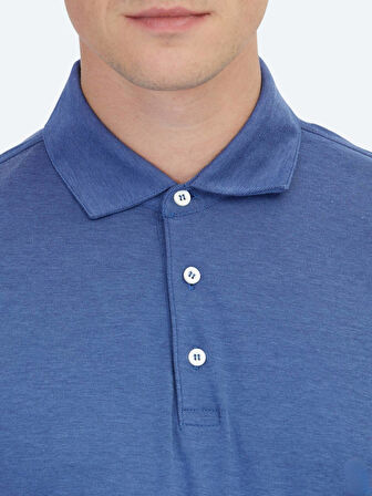 Lacivert Polo Yaka Pamuk Karışımlı T-Shirt