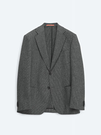 Antrasit Düz Comfort Fit Yün Karışımlı Takım Elbise