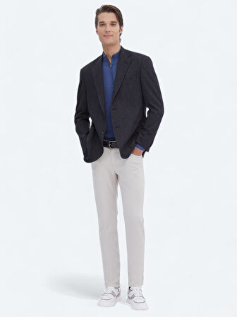 Siyah Düz Modern Fit Pamuk Karışımlı Takım Elbise