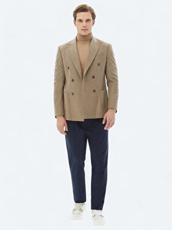 Vizon Desenli Modern Fit Çevre Dostu Yün Karışımlı Ceket