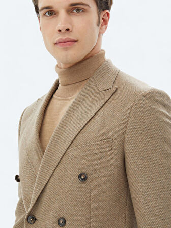 Vizon Desenli Modern Fit Çevre Dostu Yün Karışımlı Ceket