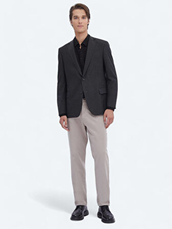 Antrasit Desenli Regular Fit Çevre Dostu Ceket