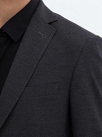 Antrasit Desenli Regular Fit Çevre Dostu Ceket