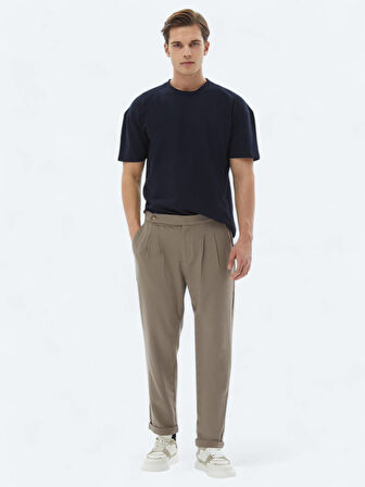 Lacivert Bisiklet Yaka %100 Pamuk T-Shirt