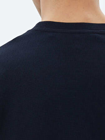 Lacivert Bisiklet Yaka %100 Pamuk T-Shirt