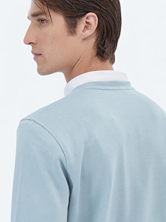 Mint Bisiklet Yaka Baskılı Sweatshırt