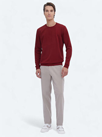 Kırmızı Bisiklet Yaka Baskılı Sweatshırt