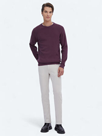 Mürdüm Bisiklet Yaka Desenli Triko Kazak