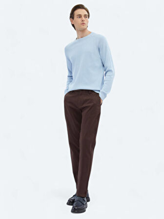 Mavi Bisiklet Yaka Desenli Triko Kazak