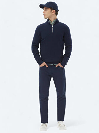 Lacivert Desenli Triko Kazak