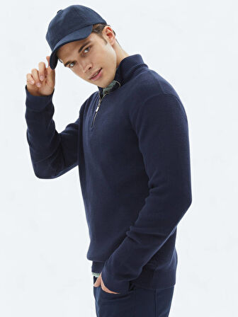 Lacivert Desenli Triko Kazak