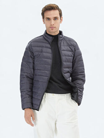 Koyu Gri Regular Fit Casual Dokuma Mont