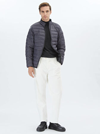 Koyu Gri Regular Fit Casual Dokuma Mont