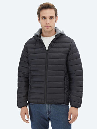 Siyah Regular Fit Casual Dokuma Mont