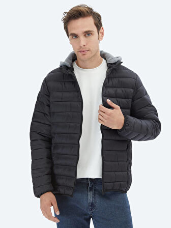 Siyah Regular Fit Casual Dokuma Mont