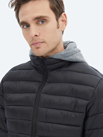 Siyah Regular Fit Casual Dokuma Mont
