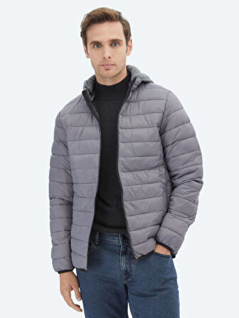Gri Regular Fit Casual Dokuma Mont