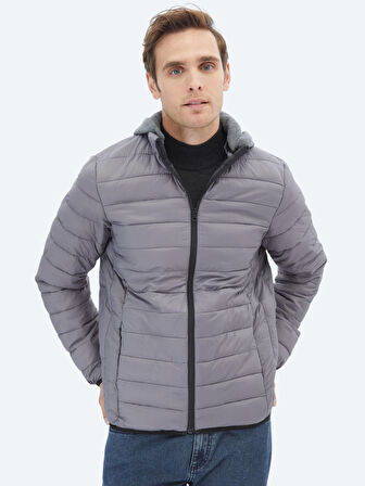Gri Regular Fit Casual Dokuma Mont