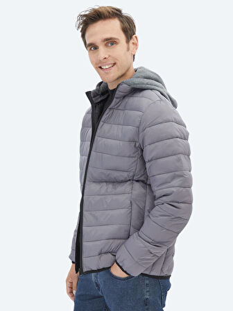 Gri Regular Fit Casual Dokuma Mont