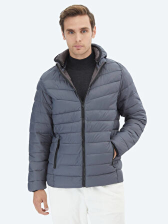 Gri Regular Fit Casual Dokuma Mont