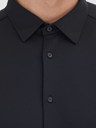 Siyah Düz Regular Fit Casual Gömlek