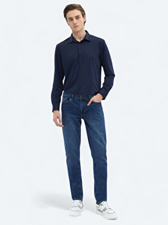 Lacivert Düz Regular Fit Casual Gömlek