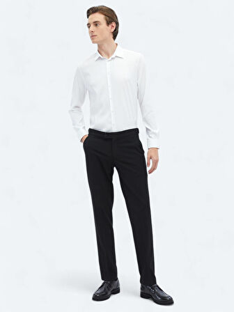 Beyaz Düz Regular Fit Dokuma Casual Gömlek