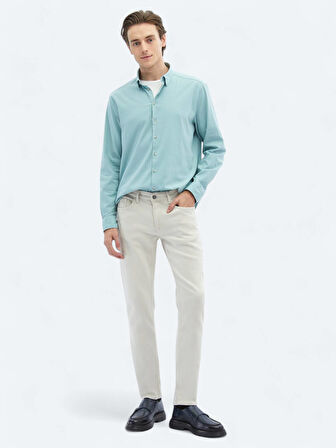 Mint Düz Regular Fit Dokuma Casual Pamuk Karışımlı Gömlek
