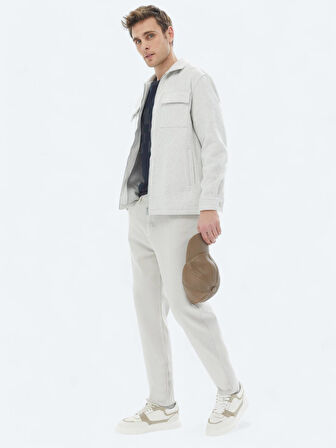 Açık Gri Regular Fit Dokuma Overshırt