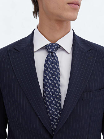 Lacivert Çizgili Regular Fit Çevre Dostu Takım Elbise