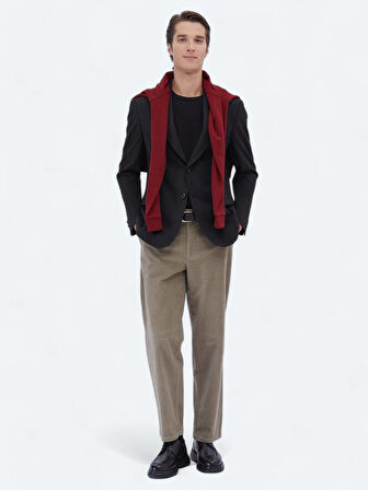 Siyah Çizgili Modern Fit Ceket