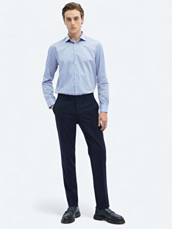 Lacivert Düz Dokuma Fitted Fit Klasik Pantolon