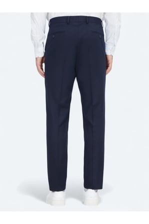 Lacivert Düz Dokuma Fitted Fit Klasik Pantolon