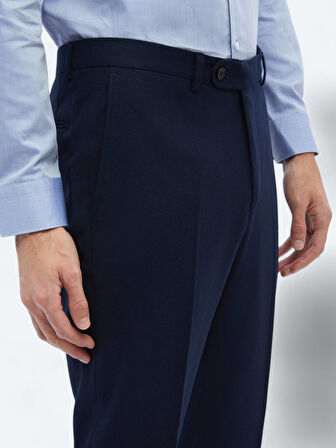 Lacivert Düz Dokuma Fitted Fit Klasik Pantolon