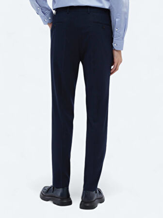Lacivert Düz Dokuma Fitted Fit Klasik Pantolon