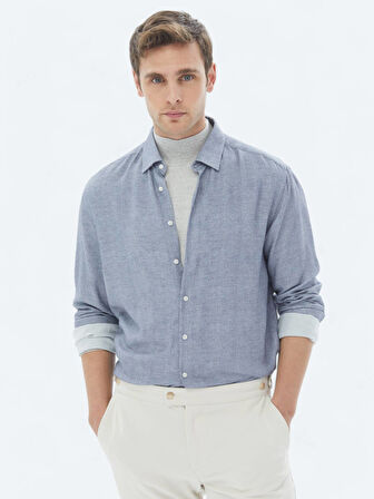 Mavi Desenli Regular Fit Dokuma Casual Gömlek