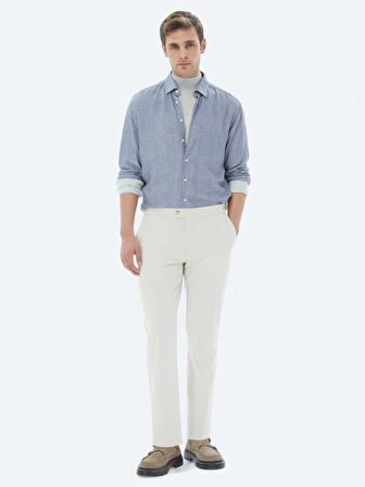 Mavi Desenli Regular Fit Dokuma Casual Gömlek