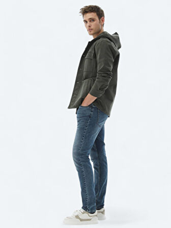 Haki Düz Oversize Fit Dokuma Pamuk Karışımlı Overshırt