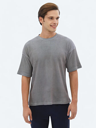  Baskılı Bisiklet Yaka Pamuk Karışımlı T-Shirt