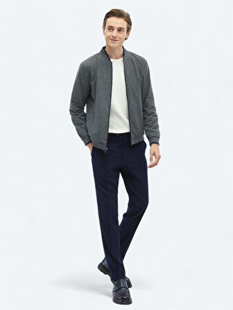 Lacivert Regular Fit Casual Dokuma Mont