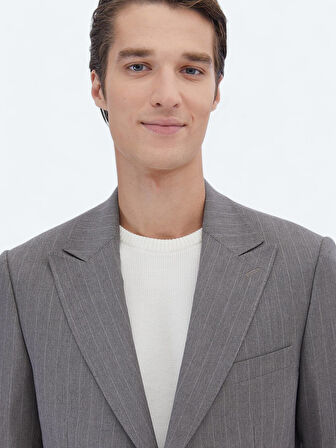 Vizon Çizgili Comfort Fit Takım Elbise