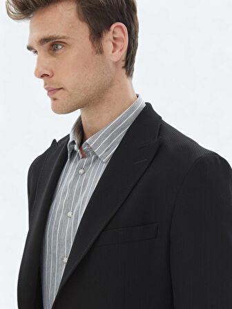 Siyah Desenli Modern Fit Takım Elbise